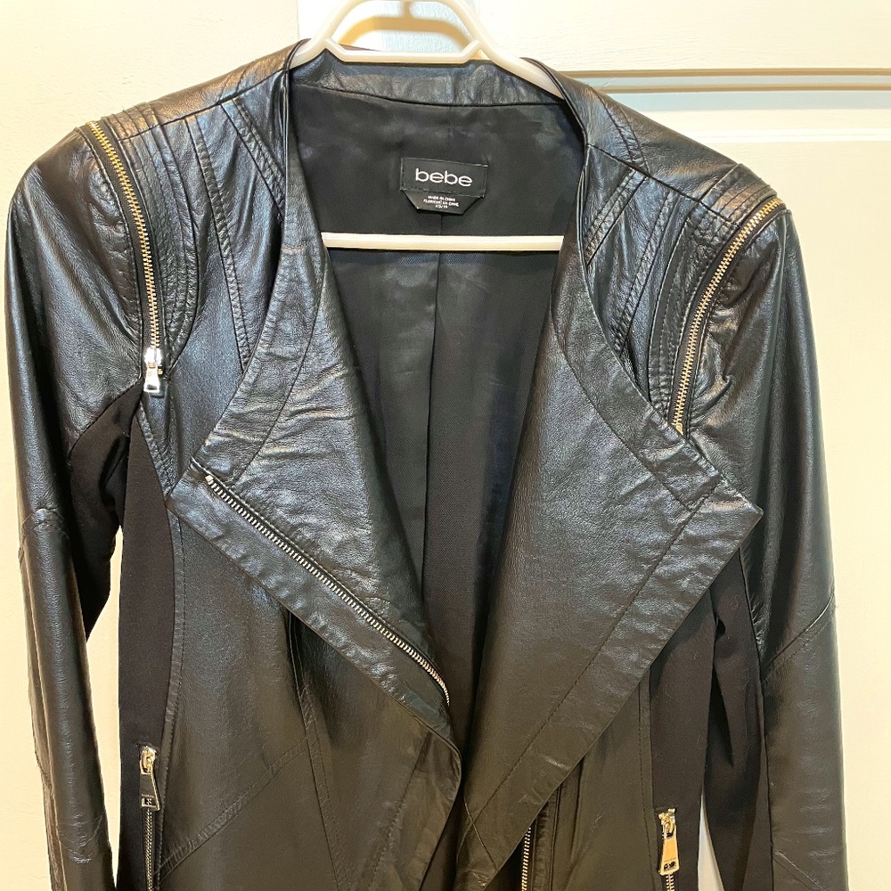 Faux Leather Jacket, Bebe, XS